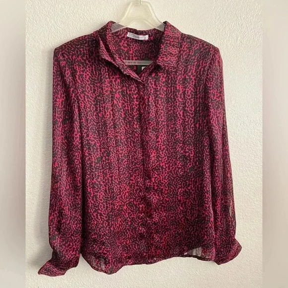 🆕Q2 Wine Red Dalmatian Print Shirt L🆕 - Picture 2 of 14